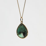 Raw Emerald Pear Pendant 4ct