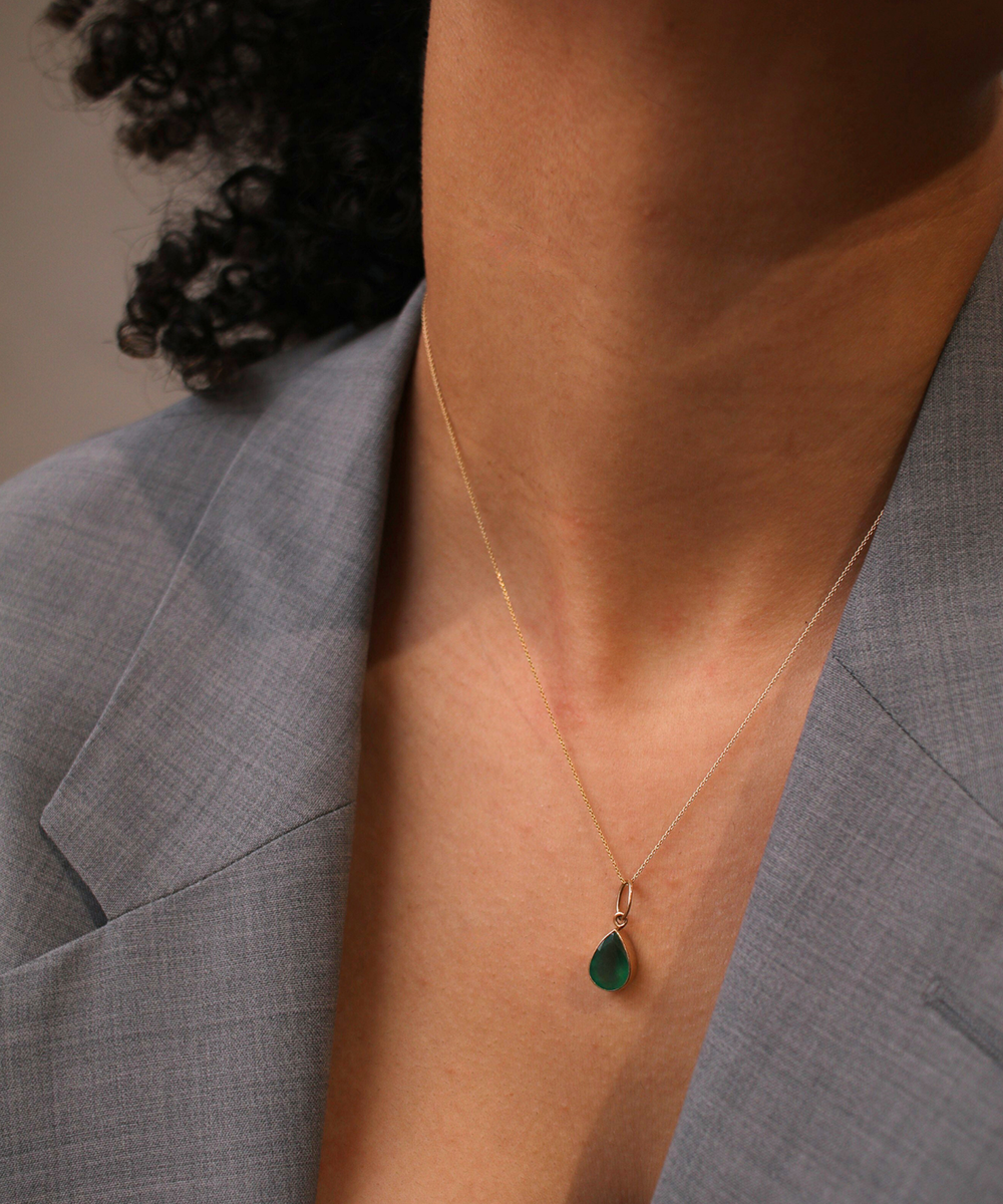 Pear Emerald Bezel Pendant