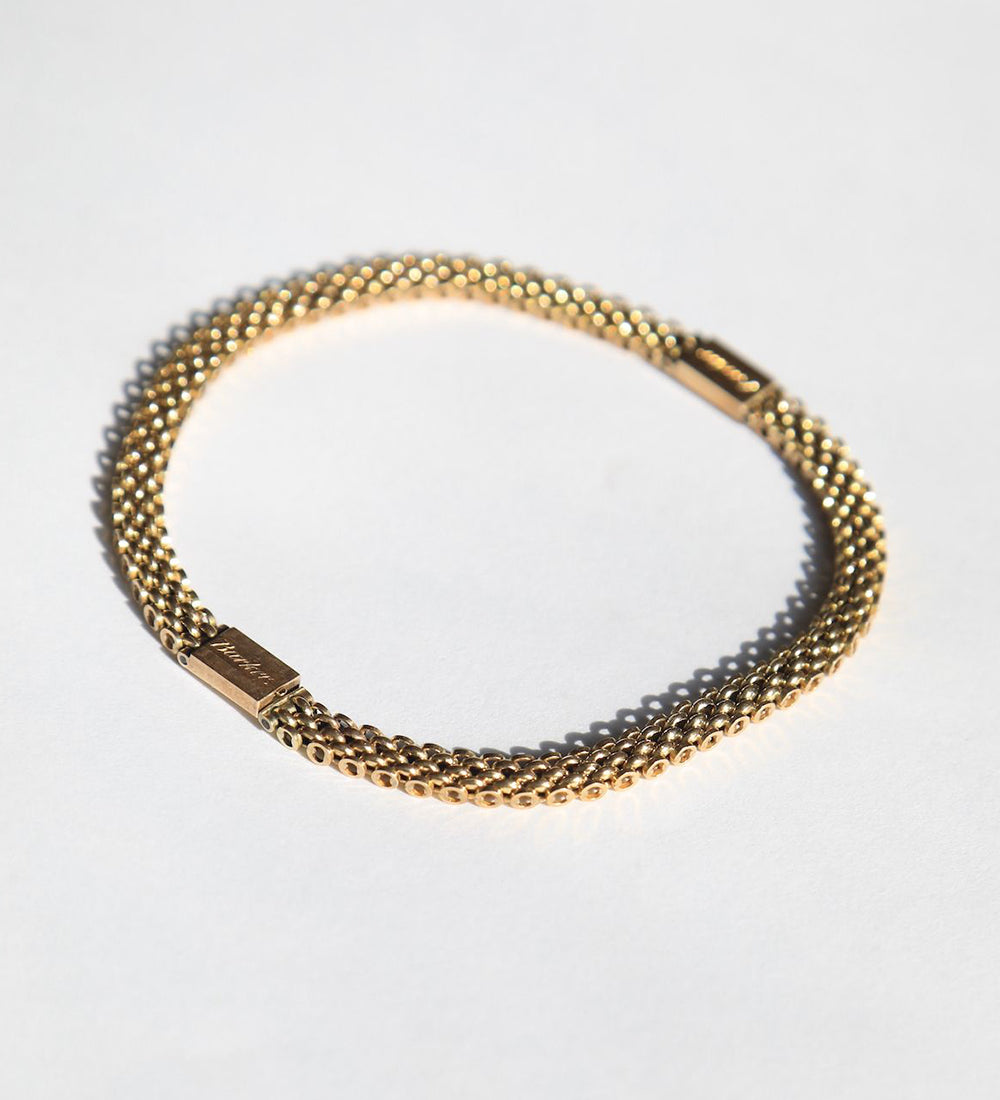 vintage 14k yellow gold pebbled bracelet 1910s engraved unique Macha Studio Greenpoint Brooklyn New York City 