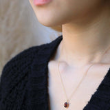 Garnet Oval Necklace 14k gold NYC fine jewelry brooklyn NY New York jeweler sustainable ethical greenpoint engagement