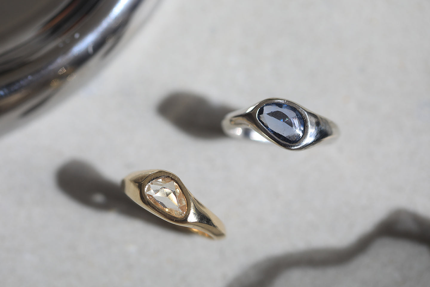 Sapphire engagement rings and wedding bands for men and women, made in New York