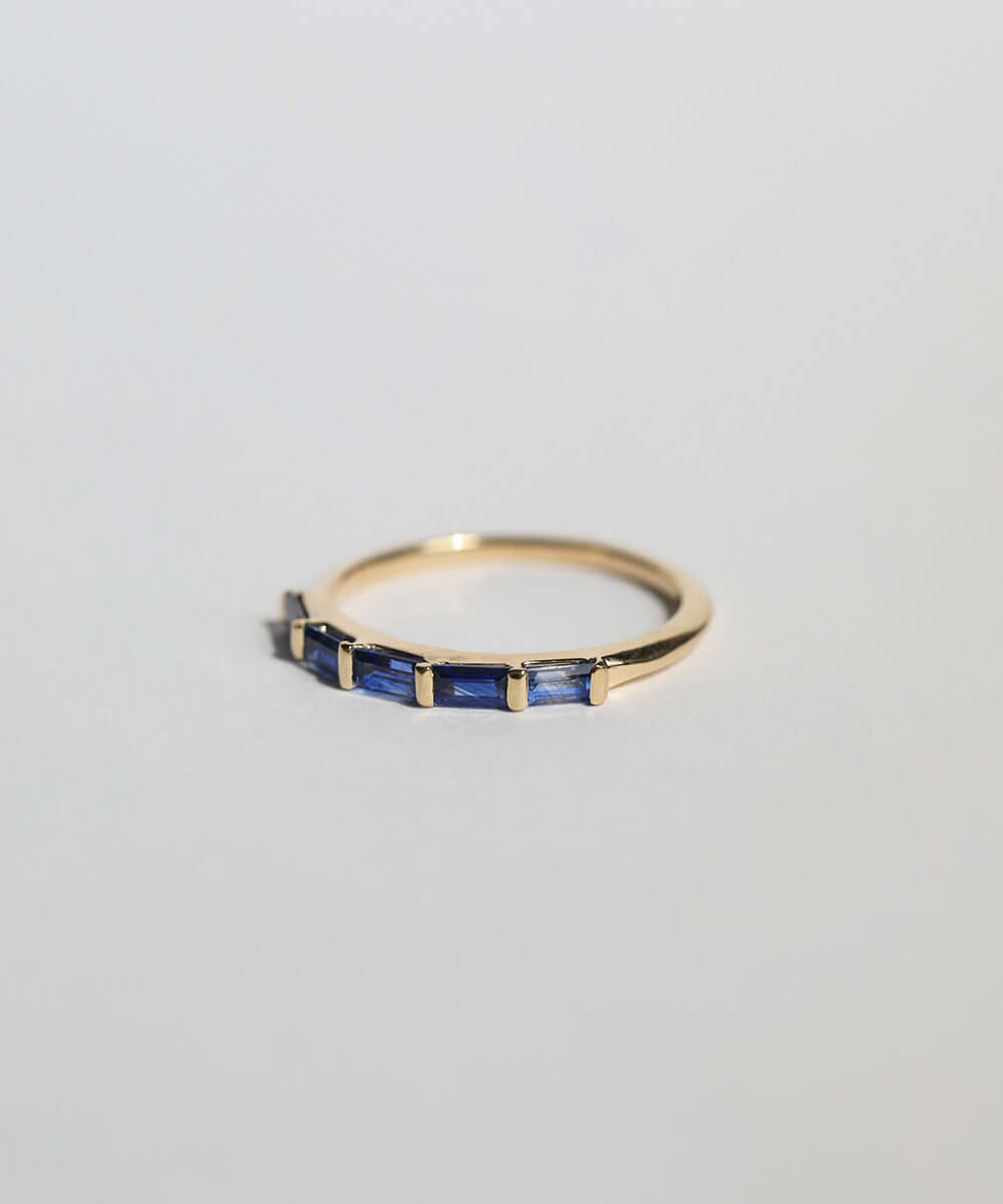 minimalist blue natural stone diamond sapphire y2k alternative wedding band unisex gender neutral stacking ring engagement greenpoint nyc New York