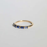 minimalist blue natural stone diamond sapphire y2k alternative wedding band unisex gender neutral stacking ring engagement greenpoint nyc New York