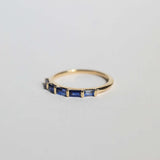 minimalist blue natural stone diamond sapphire y2k alternative wedding band unisex gender neutral stacking ring engagement greenpoint nyc New York