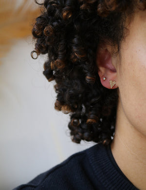 gold and diamond stud earrings Greenpoint Brooklyn NYC by Macha