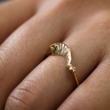 14k yellow gold white round diamond nesting structure ring wedding band Brooklyn New York 11222