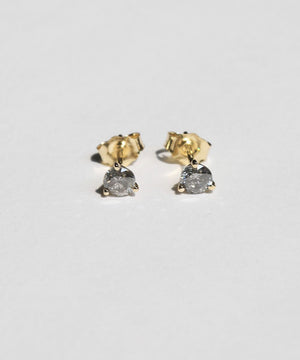 Salt and pepper diamonds 14k yellow  gold stud earrings  Brooklyn New York 