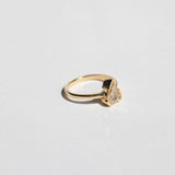 Champagne diamond 14k yellow gold engagement ring modified bezel 