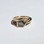 Dual Ring Ruby, Salt & Pepper 14k Yellow Gold Greenpoint Brooklyn NY 