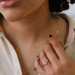 Champaign diamond modified bezel 14k yellow gold ring solitaire Brooklyn New York 