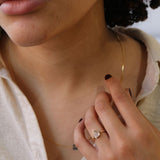 Champaign diamond modified bezel 14k yellow gold ring solitaire Brooklyn New York 