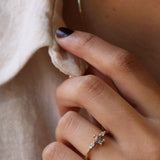Montana  bi-color sapphire accent white diamonds 14k yellow gold ring Brooklyn New York 