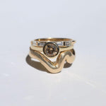 Wedding band Salt & pepper Diamond, 14k Yellow gold Brooklyn New York 