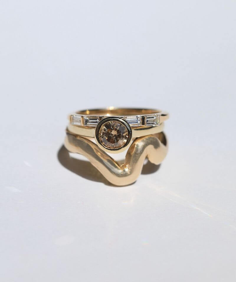Wedding band Salt & pepper Diamond, 14k Yellow gold Brooklyn New York 