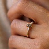 Montana  bi-color sapphire accent white diamonds 14k yellow gold ring Brooklyn New York 