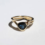 14k Yellow Gold Band Sapphire Ring Diamond , Brooklyn New York 