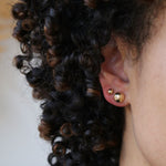 Button Stud earrings 14k yellow gold Brooklyn  New York 