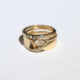 Bi-color Sapphire, Diamond, 14k Yellow Gold ring, Band ,Brooklyn, New York 