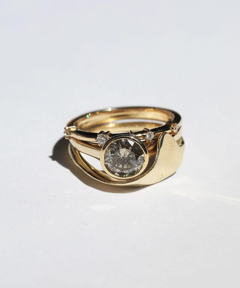 Gold Rings, Salt and pepper Diamonds Band Brooklyn New York 11222 