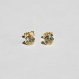 Bi-color sapphires bezel setting 14k yellow gold 1ct  stud earrings Brooklyn New York 11222