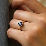 pear dark blue sapphire modified bezel ring Brooklyn New York 11222