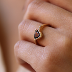 14k yellow Blue sapphire white diamond Engagement ring bezel Brooklyn New York 