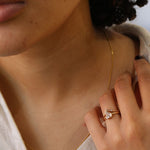 Champaign diamond modified bezel 14k yellow gold ring solitaire Brooklyn New York 