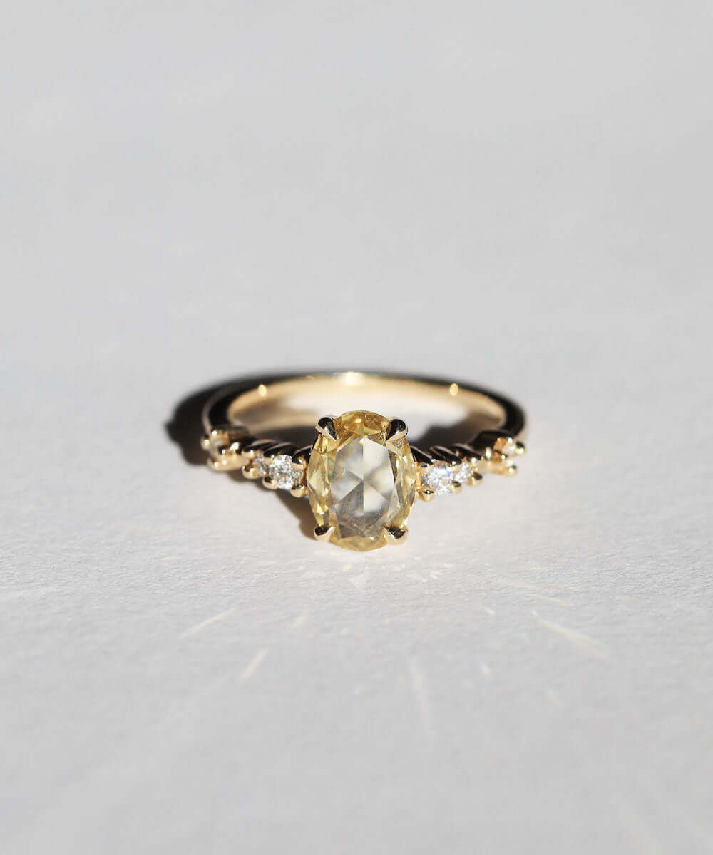 14k yellow gold diamonds yellow diamond engagement ring NYC fine jewelry brooklyn NY New York jeweler sustainable ethical greenpoint engagement