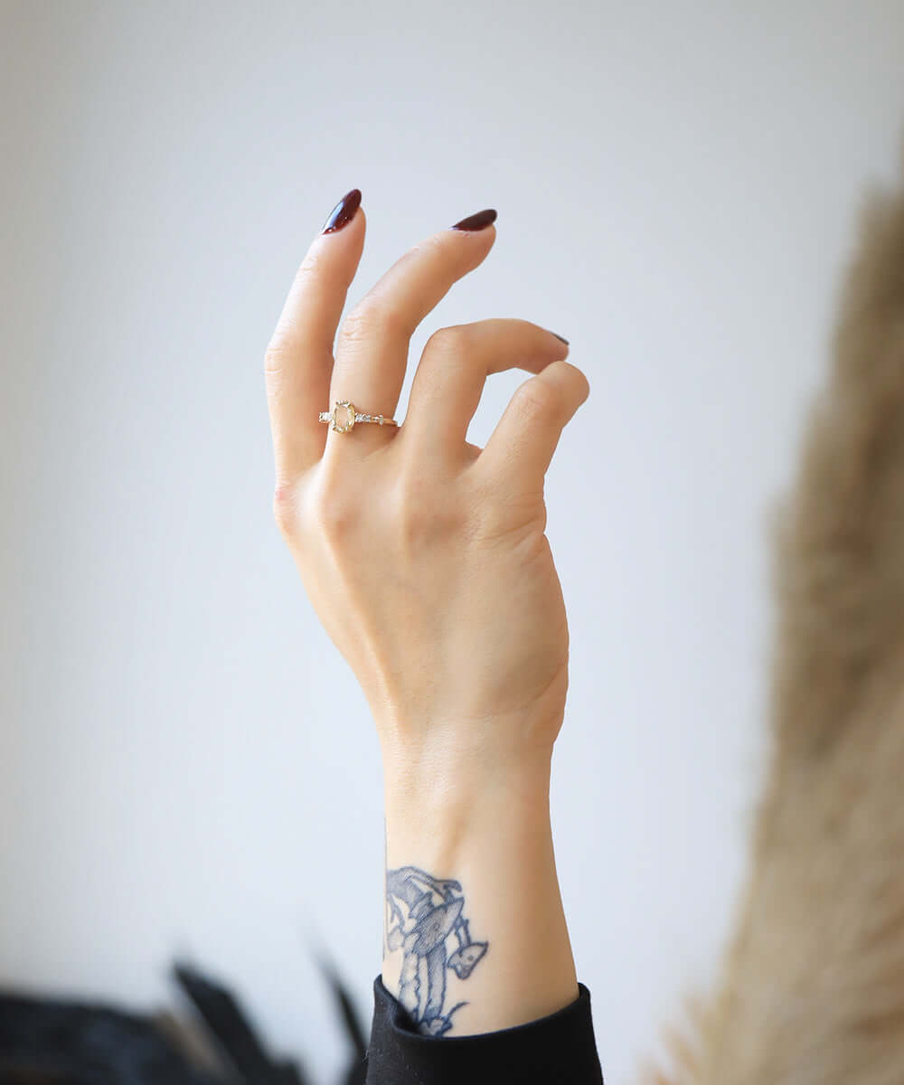 14k yellow gold diamonds yellow diamond engagement ring NYC fine jewelry brooklyn NY New York jeweler sustainable ethical greenpoint engagement