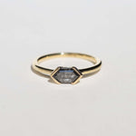 14k Yellow Gold Ring Sapphire NYC fine jewelry brooklyn NY New York jeweler sustainable ethical greenpoint engagement sapphire white diamond