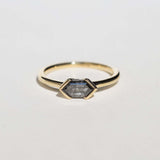 14k Yellow Gold Ring Sapphire NYC fine jewelry brooklyn NY New York jeweler sustainable ethical greenpoint engagement sapphire white diamond