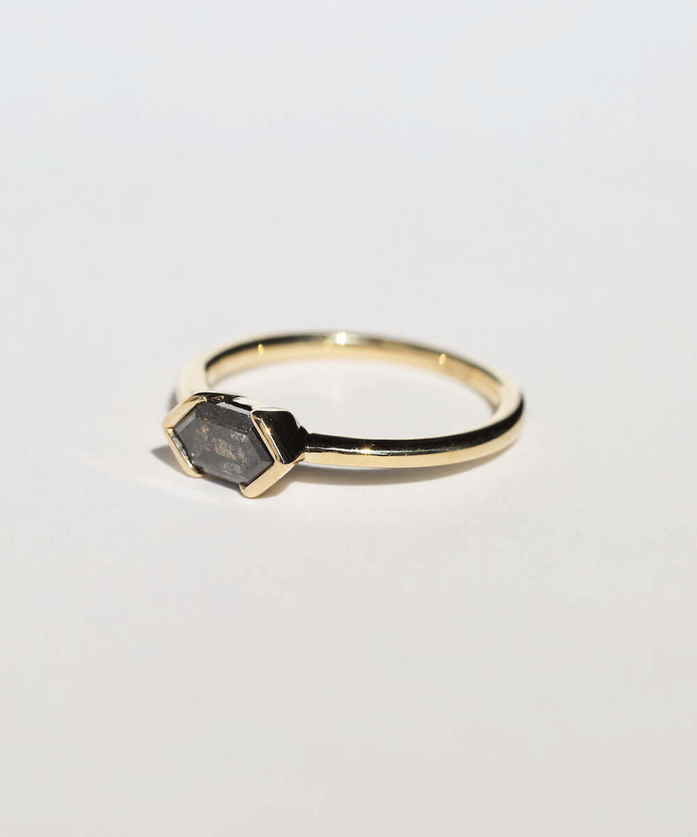 14k Yellow Gold Ring Sapphire NYC fine jewelry brooklyn NY New York jeweler sustainable ethical greenpoint engagement sapphire white diamond