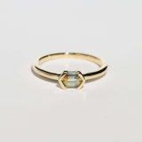 14k Yellow Gold Ring Sapphire NYC fine jewelry brooklyn NY New York jeweler sustainable ethical greenpoint engagement sapphire white diamond