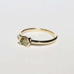 14k Yellow Gold Ring Sapphire NYC fine jewelry brooklyn NY New York jeweler sustainable ethical greenpoint engagement sapphire white diamond