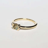 14k Yellow Gold Ring Sapphire NYC fine jewelry brooklyn NY New York jeweler sustainable ethical greenpoint engagement sapphire white diamond