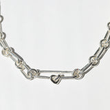 Paper clip Love Link Necklace Silver