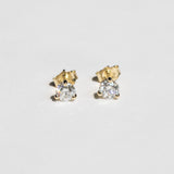 SI white diamond 14k yellow gold stud earrings Brooklyn New York 