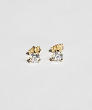 SI white diamond 14k yellow gold stud earrings Brooklyn New York 