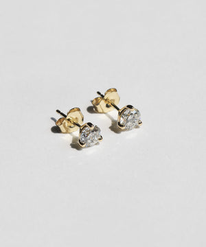 SI white diamond 14k yellow gold stud earrings Brooklyn New York 