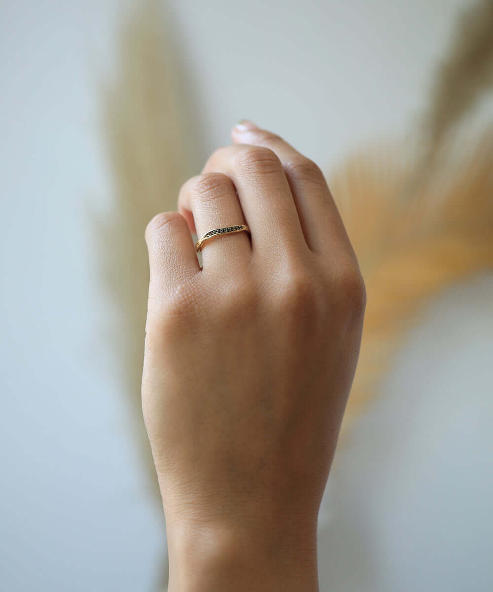 14k gold Wedding band black diamond Brooklyn New York 11222