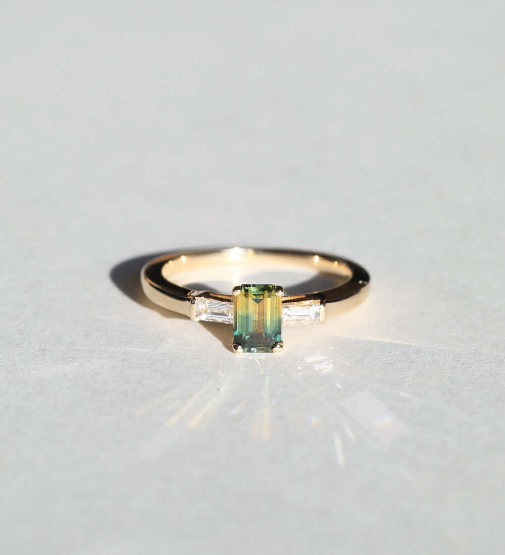 sapphire nyc jewelry engagement yellow gold diamond bi-colorNY Brooklyn necklace NYC fine jewelry brooklyn NY New York jeweler sustainable ethical greenpoint engagement