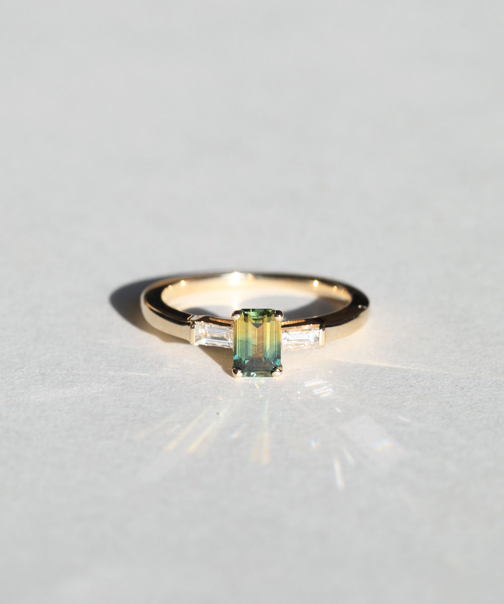 sapphire nyc jewelry engagement yellow gold diamond bi-color
