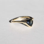 14k Yellow Gold Ring Sapphire NYC fine jewelry brooklyn NY New York jeweler sustainable ethical greenpoint engagement sapphire white diamond