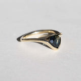 14k Yellow Gold Ring Sapphire NYC fine jewelry brooklyn NY New York jeweler sustainable ethical greenpoint engagement sapphire white diamond