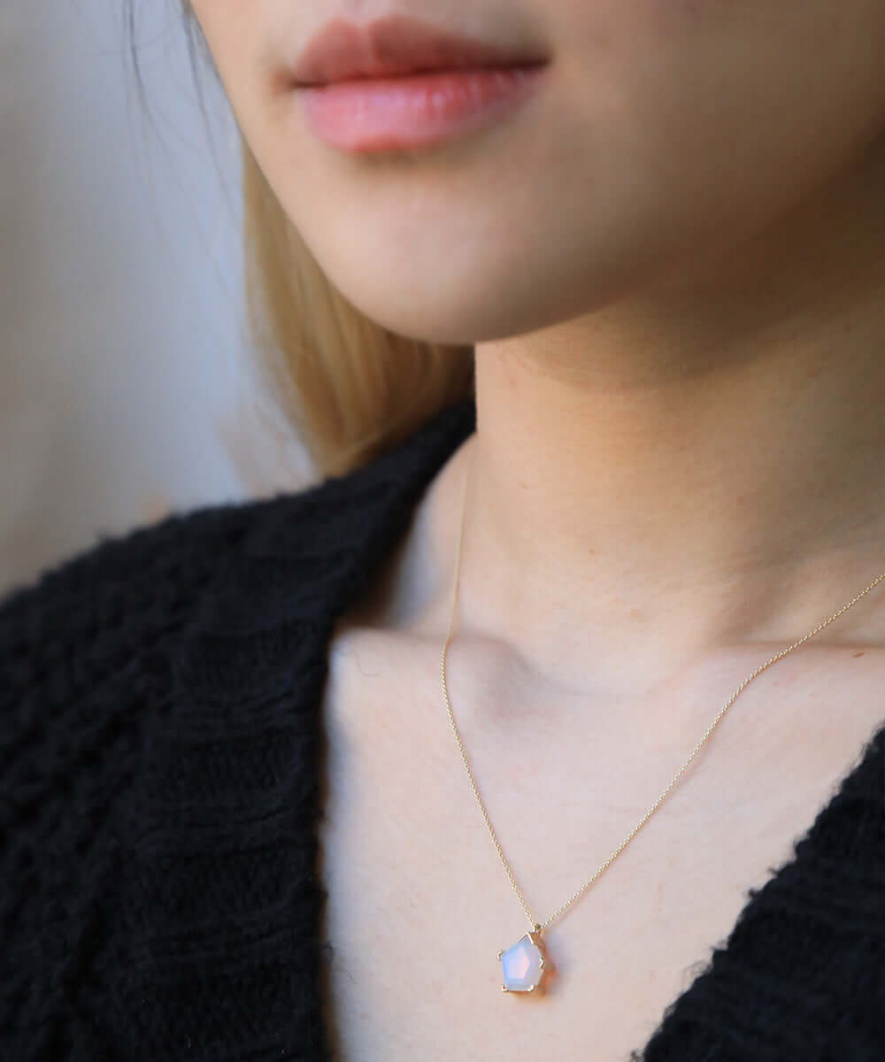 Opal necklace 14k gold NYC fine jewelry brooklyn NY New York jeweler sustainable ethical greenpoint engagement