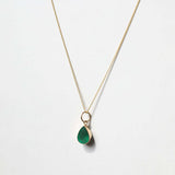 Pear Emerald Bezel Pendant 14k yellow gold Greenpoint Brooklyn Macha Studio