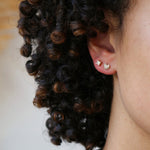 gold and princess cut diamond stud earrings Greenpoint Brooklyn NYC by Macha