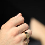 Large Square Hallmarked Signet Ring in Yellow Gold