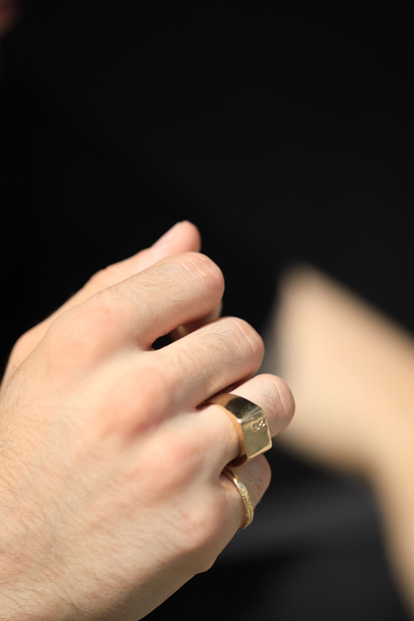 Large Square Hallmarked Signet Ring in Yellow Gold