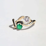 custom ripple ring 14k yellow gold jewelry heirloom diamond emerald NYC Brooklyn necklace NYC fine jewelry brooklyn NY New York jeweler sustainable ethical greenpoint engagement Earrings